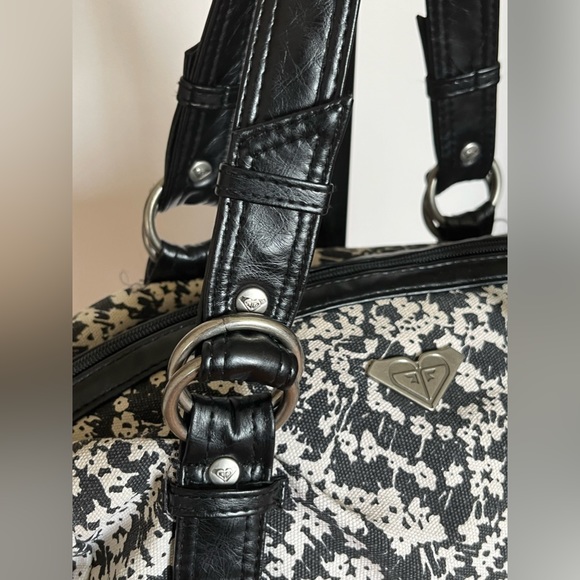 ROXY Handbag Black & White Floral Cotton Purse - Picture 6 of 16